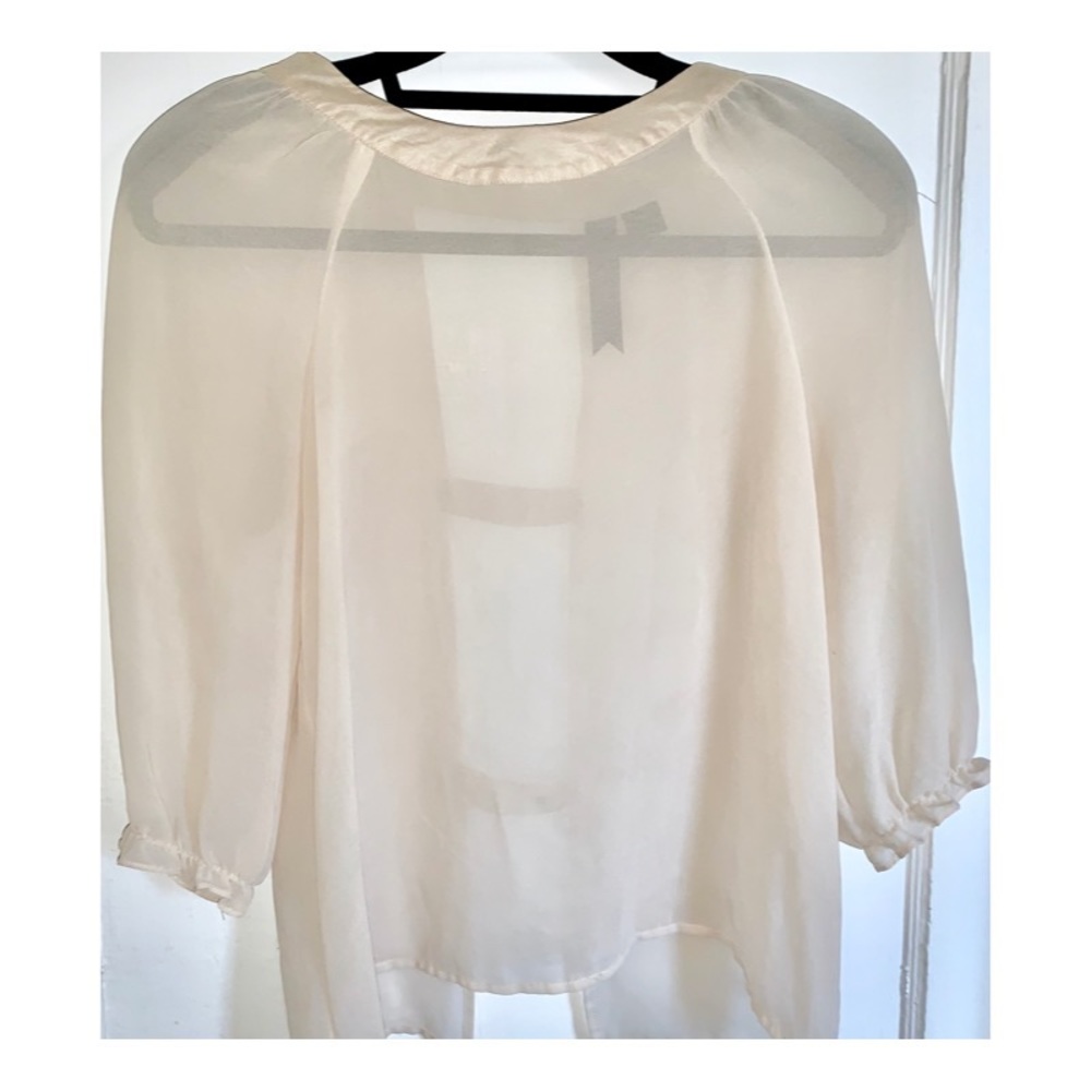 Flash Sale PETTICOAT ALLEY Blouse Sheer Cream Blouse Open Back Size XS